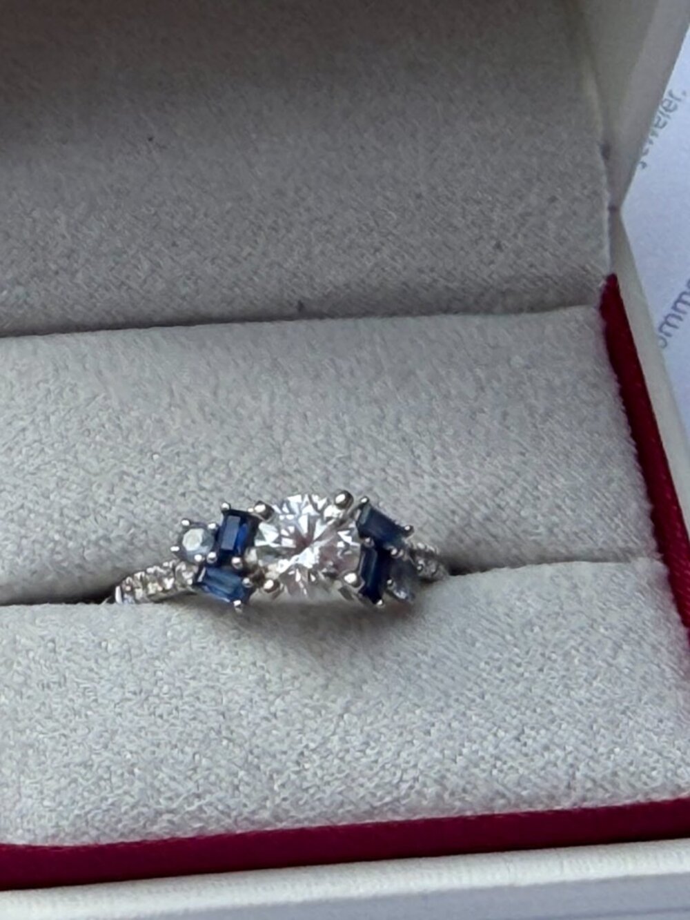 Sapphire Diamond Engagement Ring 5 3/4 NIB Shane & Co. 14K white gold - Picture 7 of 12